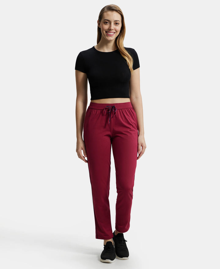 Super Combed Cotton Rich Relaxed Fit Trackpants With Contrast Side Piping and Pockets - Rose Petal-4