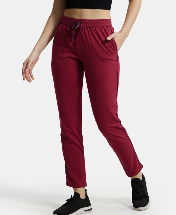 Super Combed Cotton Rich Relaxed Fit Trackpants With Contrast Side Piping and Pockets - Rose Petal-5
