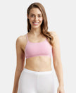 Super Combed Cotton Elastane Stretch Multiway Styled Crop Top With Adjustable Straps and StayFresh Treatment - Candy Pink-1