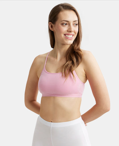 Super Combed Cotton Elastane Stretch Multiway Styled Crop Top With Adjustable Straps and StayFresh Treatment - Candy Pink-5