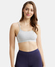 Super Combed Cotton Elastane Stretch Multiway Styled Crop Top With Adjustable Straps and StayFresh Treatment - Steel Grey Melange-1