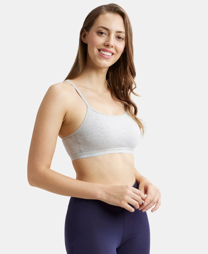 Super Combed Cotton Elastane Stretch Multiway Styled Crop Top With Adjustable Straps and StayFresh Treatment - Steel Grey Melange-2