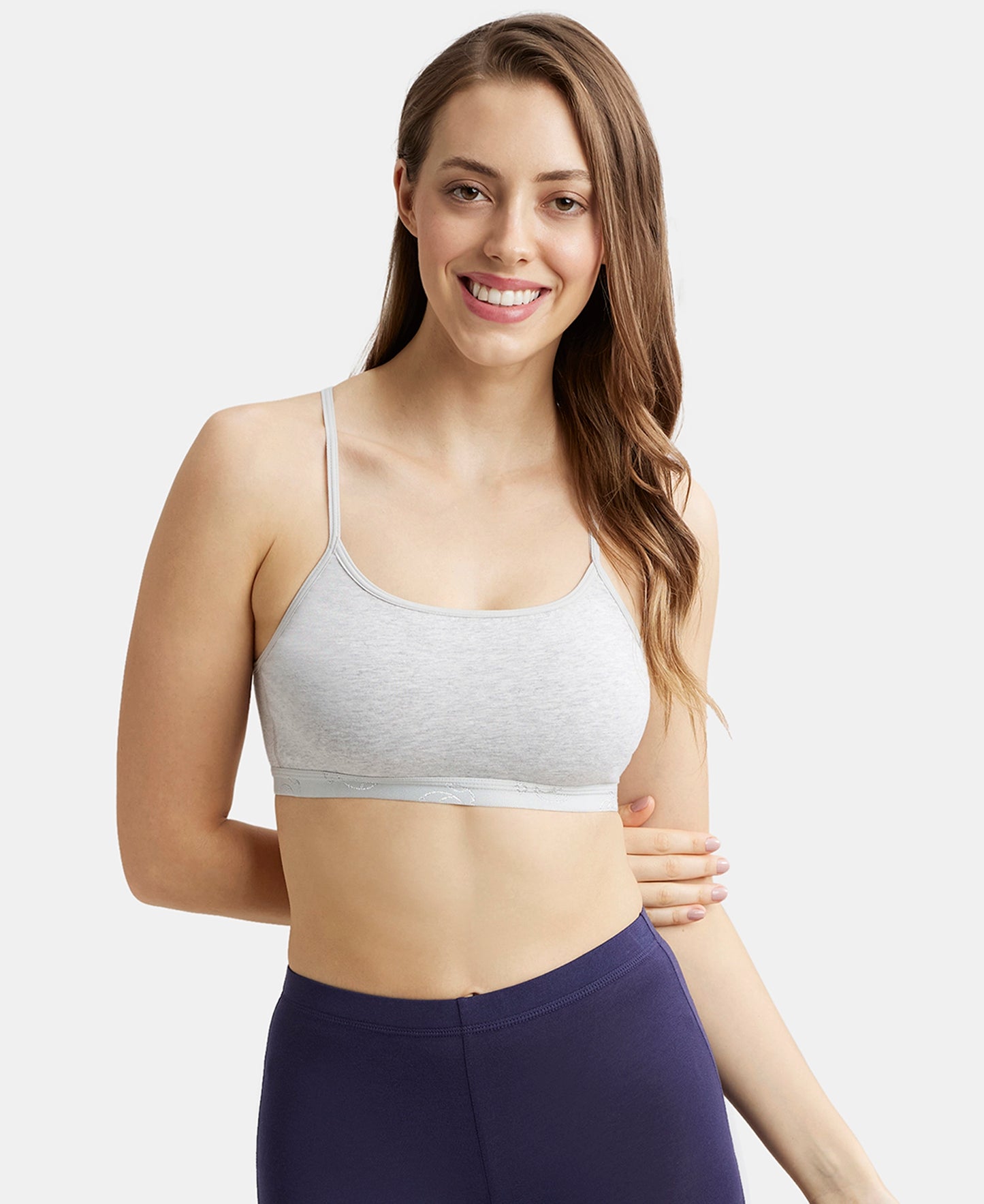 Super Combed Cotton Elastane Stretch Multiway Styled Crop Top With Adjustable Straps and StayFresh Treatment - Steel Grey Melange-5