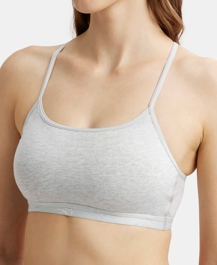 Super Combed Cotton Elastane Stretch Multiway Styled Crop Top With Adjustable Straps and StayFresh Treatment - Steel Grey Melange-6