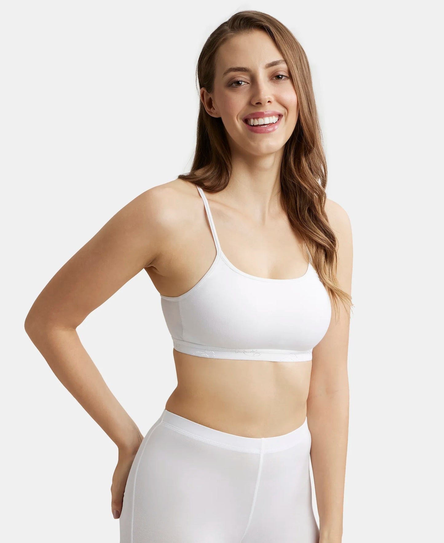 Super Combed Cotton Elastane Stretch Multiway Styled Crop Top With Adjustable Straps and StayFresh Treatment - White-2