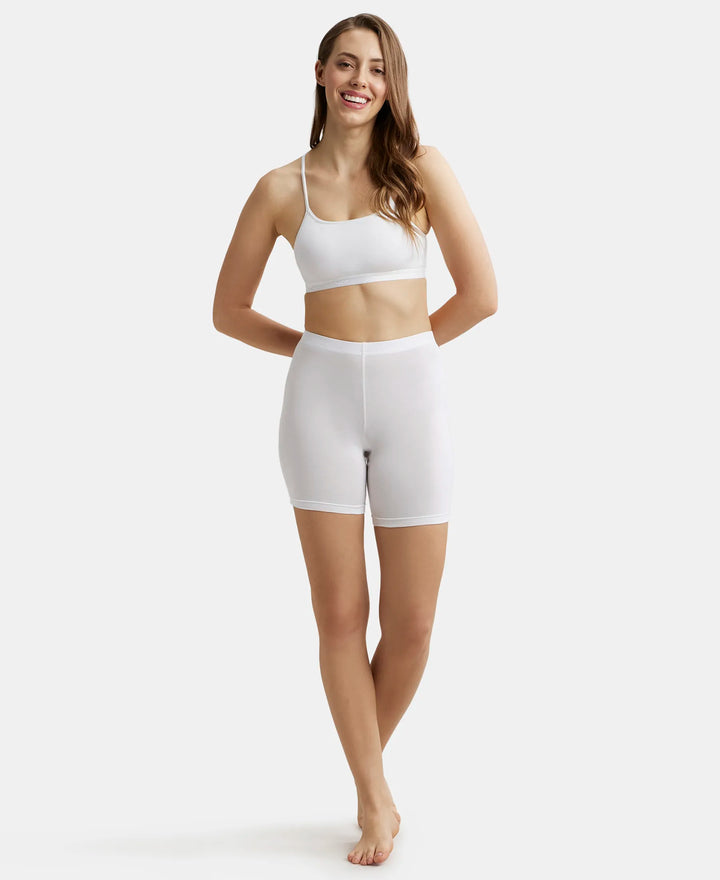 Super Combed Cotton Elastane Stretch Multiway Styled Crop Top With Adjustable Straps and StayFresh Treatment - White-4