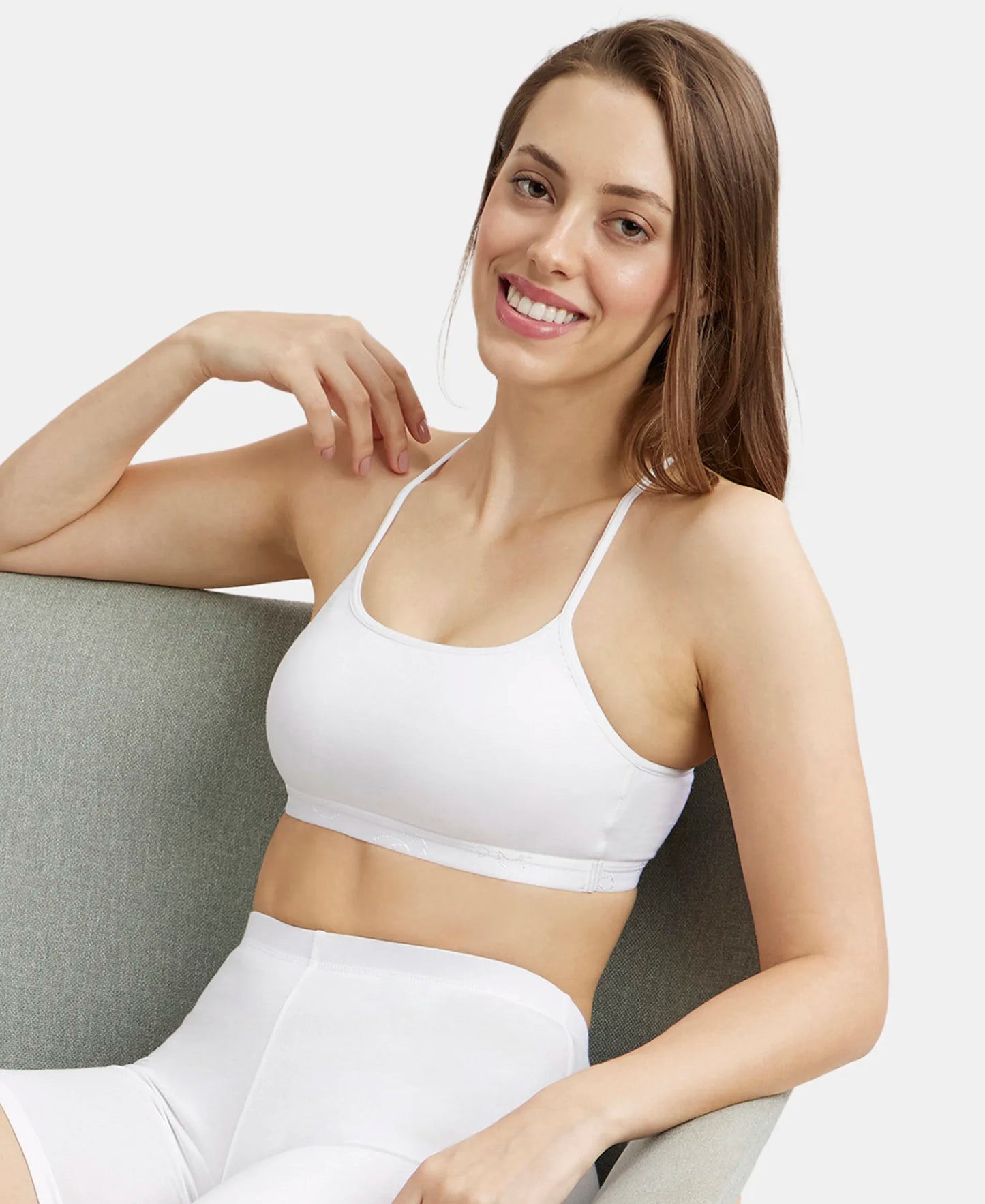 Super Combed Cotton Elastane Stretch Multiway Styled Crop Top With Adjustable Straps and StayFresh Treatment - White-5