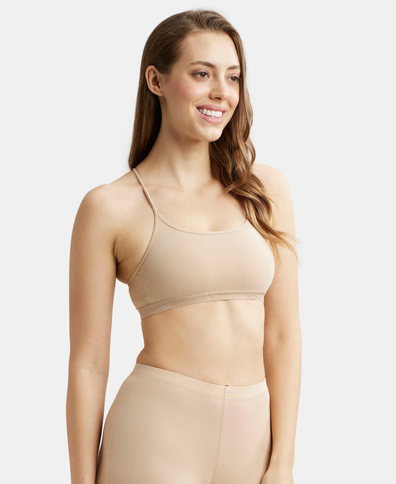 Super Combed Cotton Elastane Stretch Multiway Styled Crop Top With Adjustable Straps and StayFresh Treatment - Light Skin-2