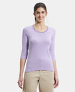 Super Combed Cotton Elastane Slim Fit Striped Round Neck Three Quarter Sleeve T-Shirt - Paisley Purple & White-1
