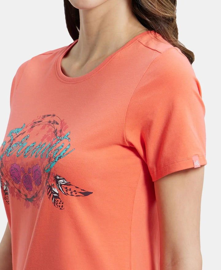 Super Combed Cotton Elastane Stretch Regular Fit Graphic Printed Round Neck Half Sleeve T-Shirt  - Dubarry print050-6