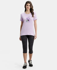 Super Combed Cotton Elastane Stretch Regular Fit Graphic Printed Round Neck Half Sleeve T-Shirt  - Orchid Bloom-4