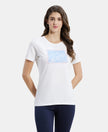 Super Combed Cotton Elastane Stretch Regular Fit Graphic Printed Round Neck Half Sleeve T-Shirt  - White-1