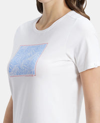Super Combed Cotton Elastane Stretch Regular Fit Graphic Printed Round Neck Half Sleeve T-Shirt  - White-6