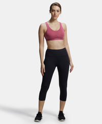 Wirefree Non Padded Super Combed Cotton Elastane Full Coverage Slip-On Active Bra with Wider Straps and Moisture Move Treatment - Rose Wine-4