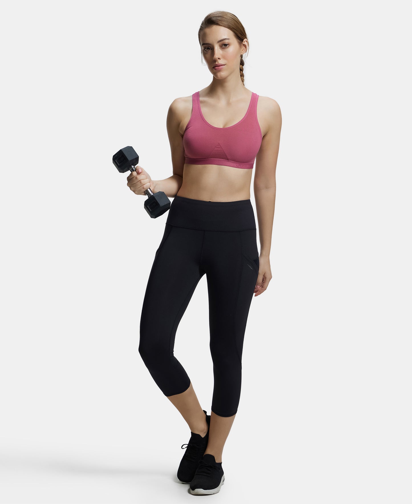 Wirefree Non Padded Super Combed Cotton Elastane Full Coverage Slip-On Active Bra with Wider Straps and Moisture Move Treatment - Rose Wine-6