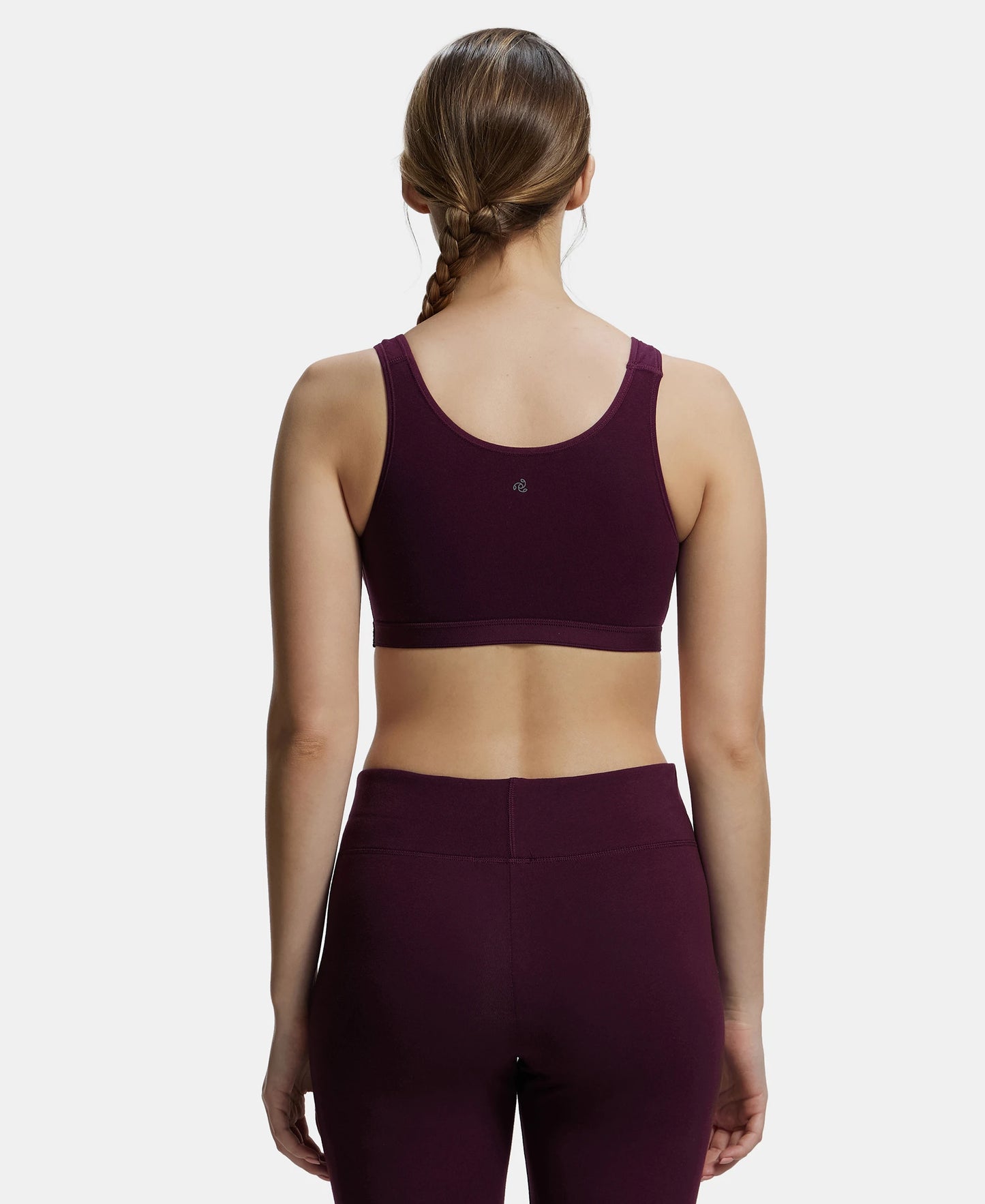Wirefree Non Padded Super Combed Cotton Elastane Full Coverage Slip-On Active Bra with Wider Straps and Moisture Move Treatment - Wine Tasting-3