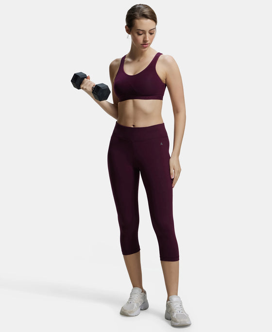 Wirefree Non Padded Super Combed Cotton Elastane Full Coverage Slip-On Active Bra with Wider Straps and Moisture Move Treatment - Wine Tasting-6