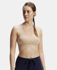 Wirefree Non Padded Super Combed Cotton Elastane Full Coverage Slip-On Active Bra with Wider Straps and Moisture Move Treatment - Light Skin-1