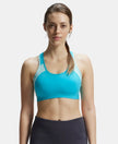 Wirefree Padded Super Combed Cotton Elastane Full Coverage Racer Back Styling Active Bra with StayFresh and Moisture Move Treatment - Teal & Mint Melange-1