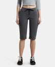 Super Combed Cotton Elastane Relaxed Fit Capri with Side Pockets - Charcoal Melange-1