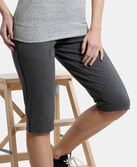 Super Combed Cotton Elastane Relaxed Fit Capri with Side Pockets - Charcoal Melange-5