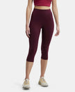 Super Combed Cotton Elastane Slim Fit Capri with Ultrasoft Waistband - Wine Tasting & Biscay bay-1