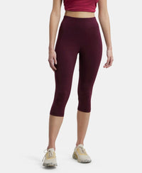 Super Combed Cotton Elastane Slim Fit Capri with Ultrasoft Waistband - Wine Tasting & Biscay bay-1