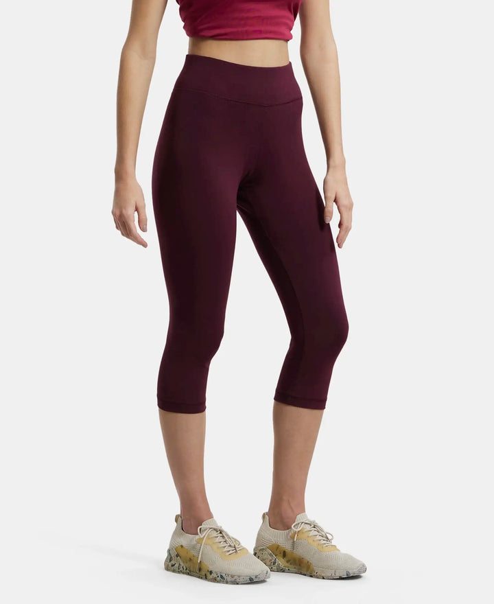 Super Combed Cotton Elastane Slim Fit Capri with Ultrasoft Waistband - Wine Tasting & Biscay bay-2