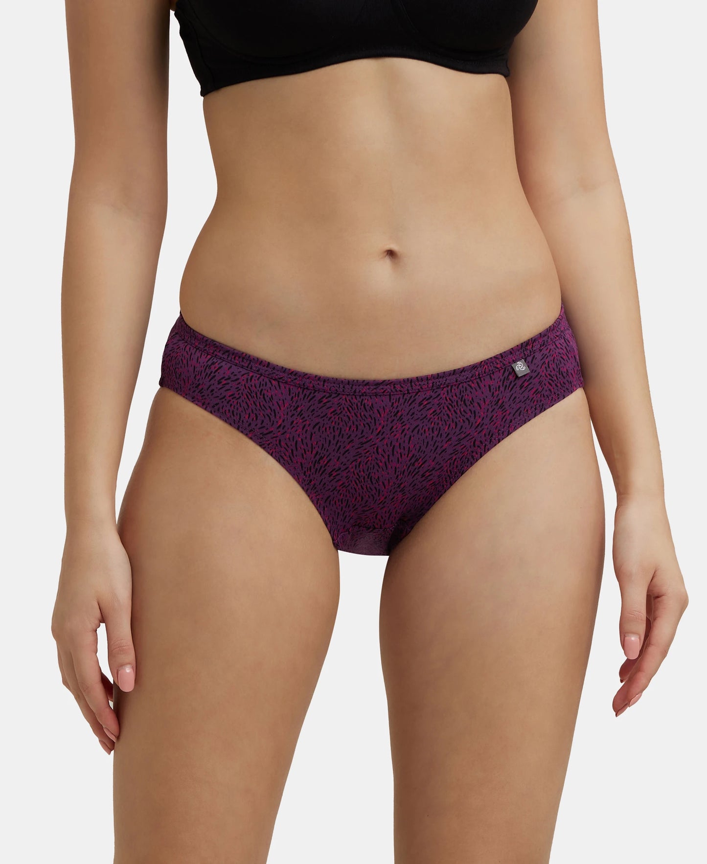 Medium Coverage Super Combed Cotton Bikini With Concealed Waistband and StayFresh Treatment - Dark Prints-3