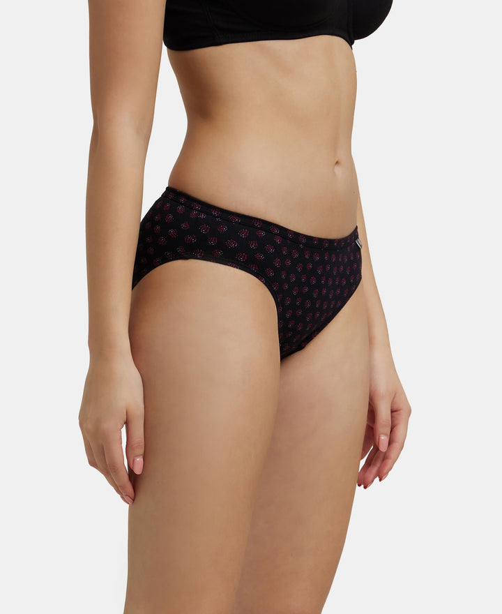 Medium Coverage Super Combed Cotton Bikini With Concealed Waistband and StayFresh Treatment - Dark Prints-5
