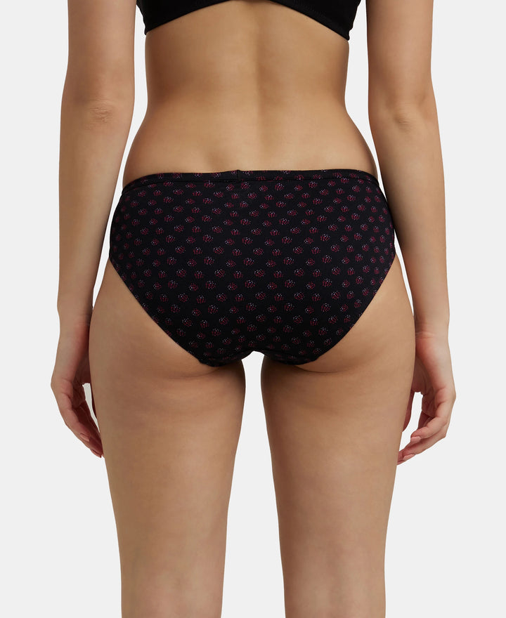 Medium Coverage Super Combed Cotton Bikini With Concealed Waistband and StayFresh Treatment - Dark Prints-8
