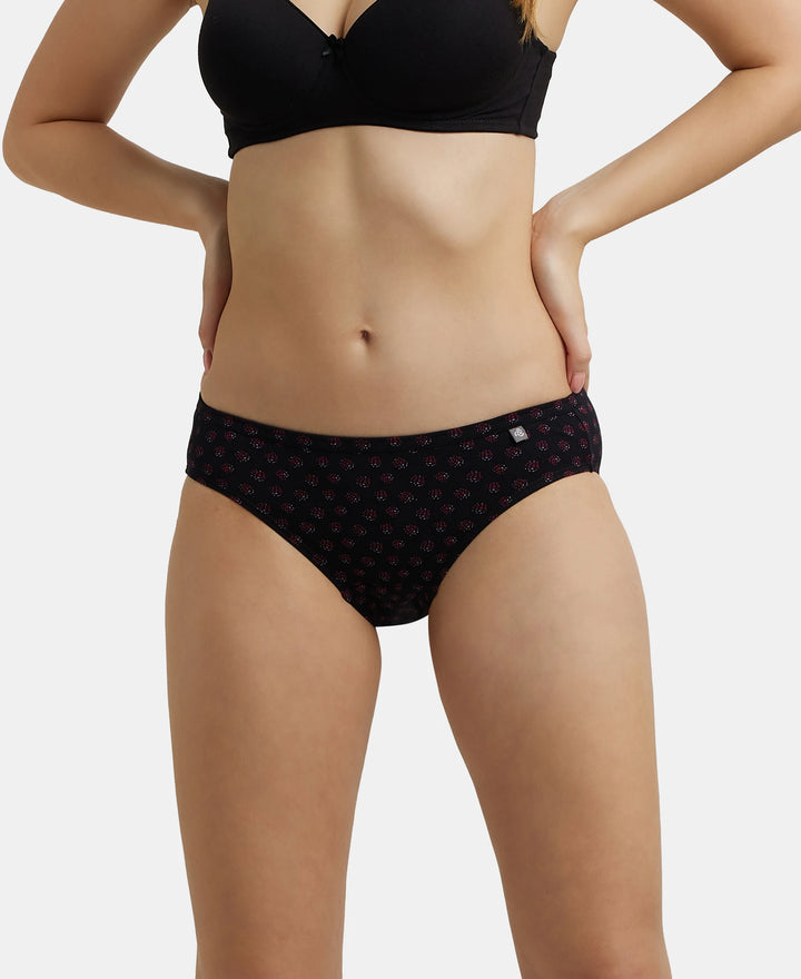 Medium Coverage Super Combed Cotton Bikini With Concealed Waistband and StayFresh Treatment - Dark Prints-10