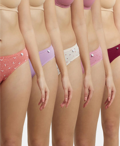 Medium Coverage Super Combed Cotton Bikini With Concealed Waistband and StayFresh Treatment - Assorted-1