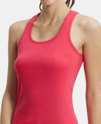 Super Combed Cotton Rib Fabric Slim Fit Solid Racerback Styled Tank Top - Ruby-6