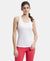 Super Combed Cotton Rib Fabric Slim Fit Solid Racerback Styled Tank Top - White-1