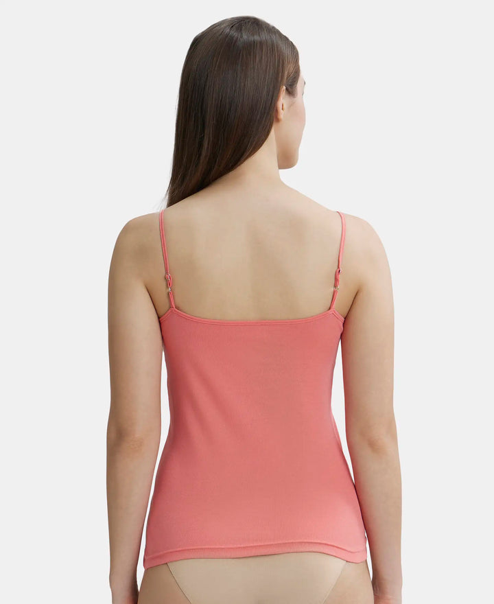 Super Combed Cotton Rib Camisole with Adjustable Straps and StayFresh Treatment - Candy Pink-3