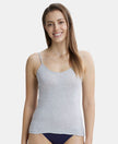 Super Combed Cotton Rib Camisole with Adjustable Straps and StayFresh Treatment - Steel Grey Melange-1
