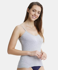 Super Combed Cotton Rib Camisole with Adjustable Straps and StayFresh Treatment - Steel Grey Melange-2