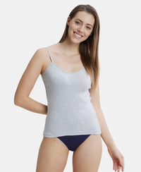 Super Combed Cotton Rib Camisole with Adjustable Straps and StayFresh Treatment - Steel Grey Melange-5