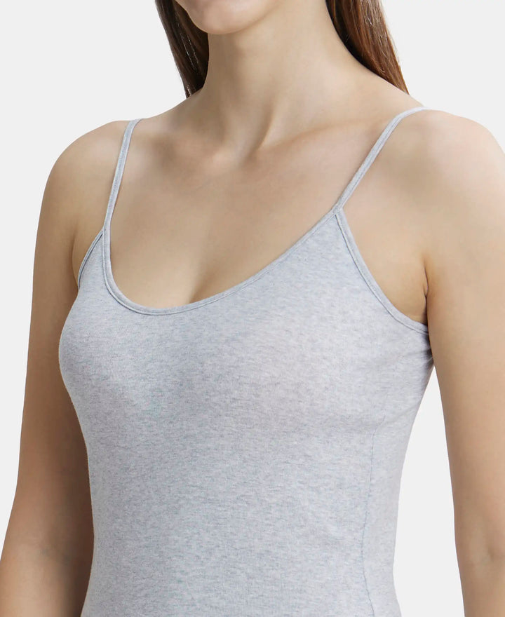 Super Combed Cotton Rib Camisole with Adjustable Straps and StayFresh Treatment - Steel Grey Melange-7
