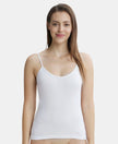Super Combed Cotton Rib Camisole with Adjustable Straps and StayFresh Treatment - White-1