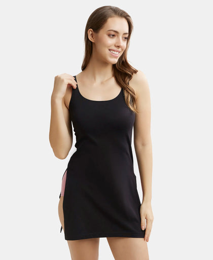 Super Combed Cotton Kurta Slip with Side Slits and StayFresh Treatment - Black-6