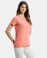Super Combed Cotton Elastane Regular Fit Solid Round Neck Half Sleeve T-Shirt - Blush Pink-2