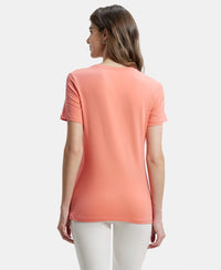 Super Combed Cotton Elastane Regular Fit Solid Round Neck Half Sleeve T-Shirt - Blush Pink-3