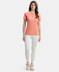 Super Combed Cotton Elastane Regular Fit Solid Round Neck Half Sleeve T-Shirt - Blush Pink-4