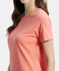 Super Combed Cotton Elastane Regular Fit Solid Round Neck Half Sleeve T-Shirt - Blush Pink-7