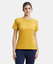 Super Combed Cotton Elastane Regular Fit Solid Round Neck Half Sleeve T-Shirt - Golden Spice-1