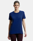 Super Combed Cotton Elastane Regular Fit Solid Round Neck Half Sleeve T-Shirt - Imperial Blue-1