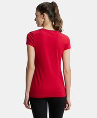 Super Combed Cotton Elastane Regular Fit Solid Round Neck Half Sleeve T-Shirt - Jester Red-3