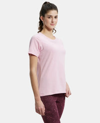 Super Combed Cotton Elastane Regular Fit Solid Round Neck Half Sleeve T-Shirt - Pink Lady Melange-2